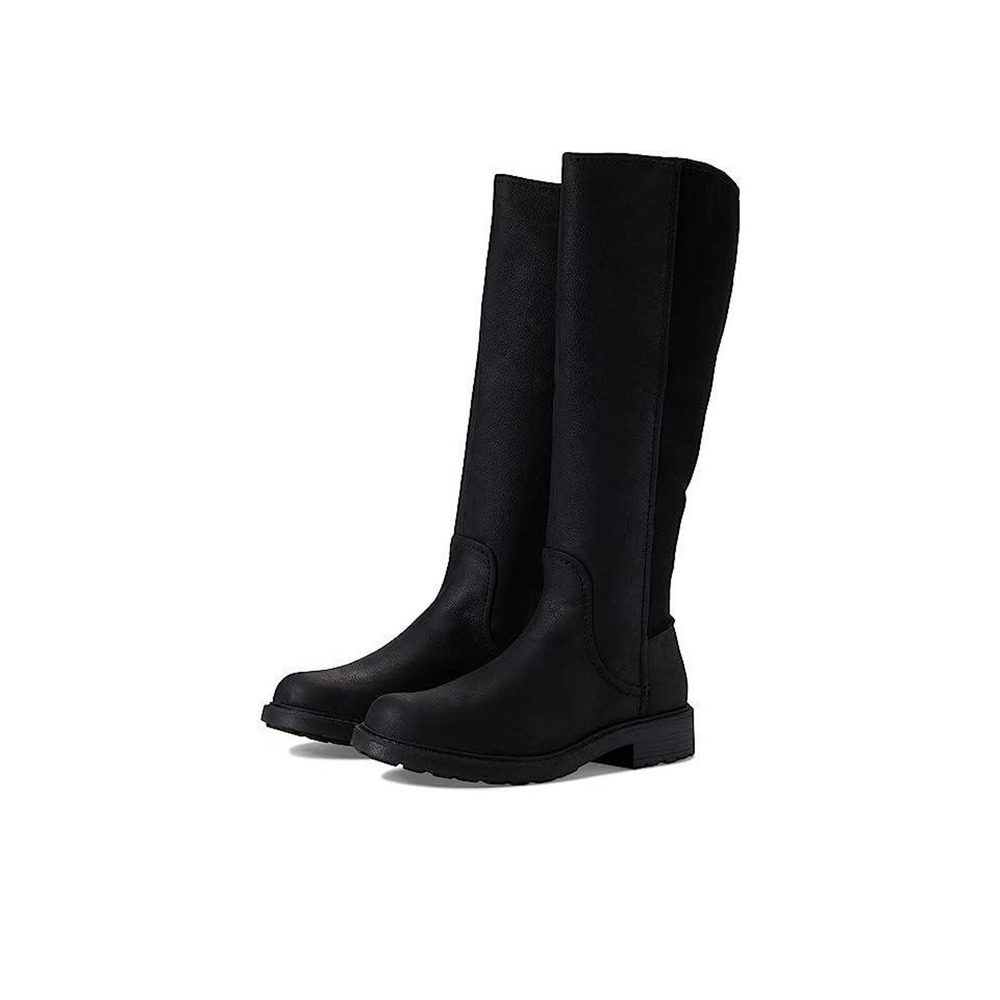Clarks Women's Opal Glow Knee High Boot, Black Leather, US 7 Wide